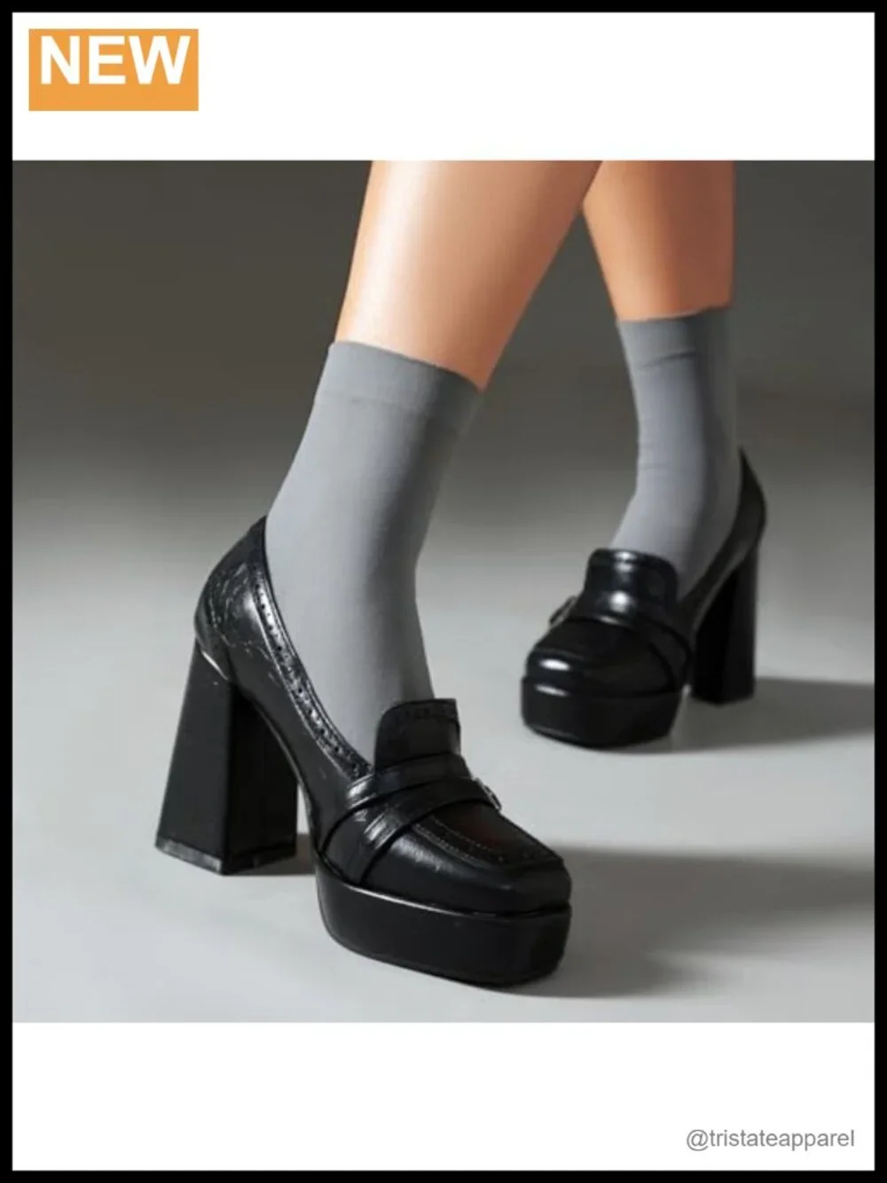 Women's Faux Leather Buckle Chunky High Heel Loafers Platform Block Heel Pumps